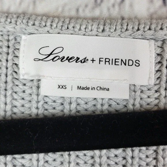 Lovers & Friends Addison gray ribbed knit flared sleeve v cut neckline sweater - Picture 7 of 10